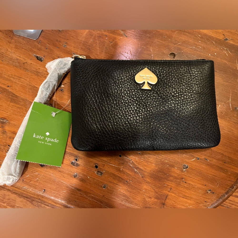 ♠️ Kate Spade NY Leroy Street Black Pebbled Leather Bee Wristlet Wallet, NWT - Picture 2 of 8